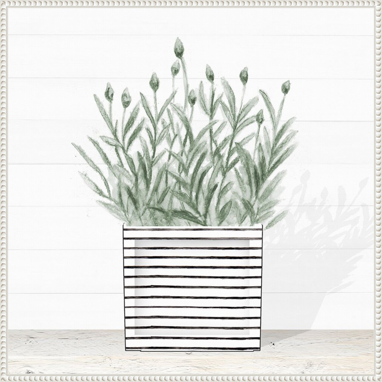 Lavender In Modern Pot III by Janice Gaynor Framed Canvas Wall Art